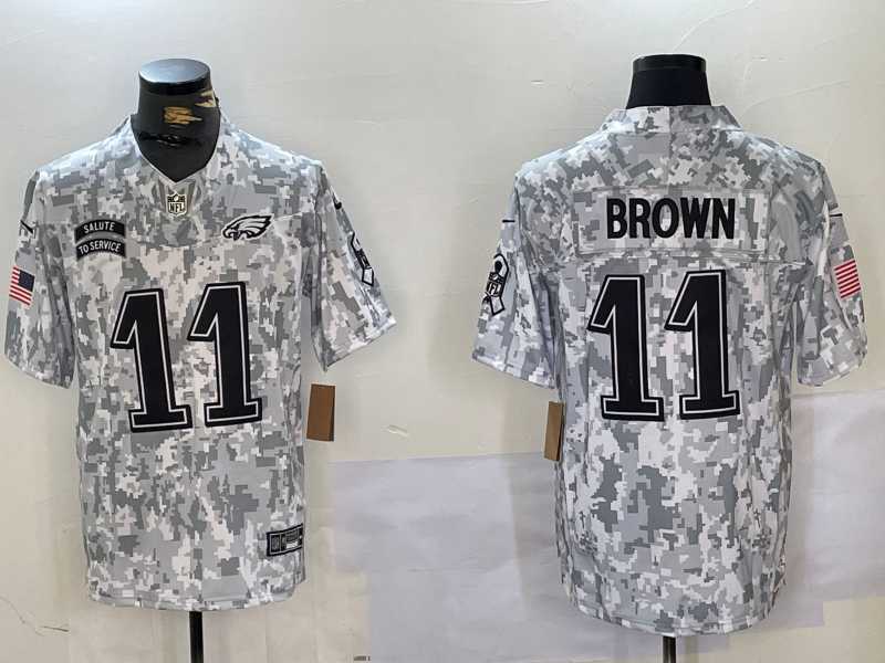 Men%27s Philadelphia Eagles #11 AJ Brown Arctic Camo 2024 FUSE Salute to Service Limited Stitched Jersey Dzhi->pittsburgh steelers->NFL Jersey